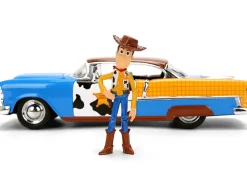 1955 Chevrolet Bel Air Blue with Graphics and Woody Diecast Figure