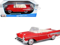 1957 Chevrolet Bel Air Convertible Red with White Interior 