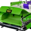 1957 Chevrolet Bel Air Convertible Green Metallic with Flame Graphics and Purple and White Interior Limited Edition to 4050 pieces Worldwide 1/24 Diecast Model Car by M2 Machines
