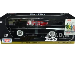 1957 Chevrolet Bel Air Convertible Black James Bond 007 Dr. No 1962 Movie 1/18 Diecast Model Car Motormax 79831