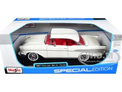 1957 Chevrolet Bel Air Coupe White with Red Interior "Special Edition" Series 1/18 Diecast Model Car by Maisto