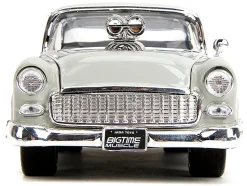 1955 Chevrolet Bel Air "Ghost Gas - Mike's Speed Equip" Light Gray and Blue "Bigtime Muscle" Series 1/24 Diecast Model Car by Jada