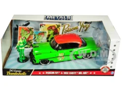 1953 Chevrolet Bel Air Green Red Top Poison Ivy Diecast Figure DC Comics Bombshells Series 1/24 Diecast Model Car Jada 30455