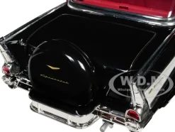 1957 Chevrolet Bel Air Hardtop Black White Top Red Interior 1/18 Diecast Model Car Road Signature 92109