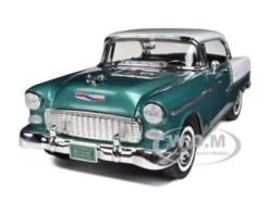 1955 Chevrolet Bel Air Hard Top Green 1/18 Diecast Car Model Motormax 73185