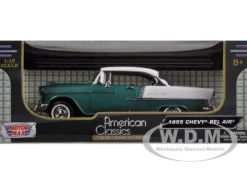 1955 Chevrolet Bel Air Hard Top Green 1/18 Diecast Car Model Motormax 73185