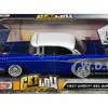 1957 Chevrolet Bel Air Lowrider Candy Blue with White Top Get Low Series 1/24 Diecast Model Car Motormax 79030bl