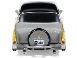 1957 Chevrolet Bel Air Lowrider Gray with Black Top and Gold Accents 1/64 Diecast Model Car by IXO Models