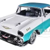 1957 Chevrolet Bel Air Lowrider Turquoise Metallic White Get Low Series 1/24 Diecast Model Car Motormax 79029