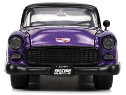 1955 Chevrolet Bel Air #24 Purple Metallic and Matt Black "Bigtime Muscle" Series 1/24 Diecast Model Car by Jada