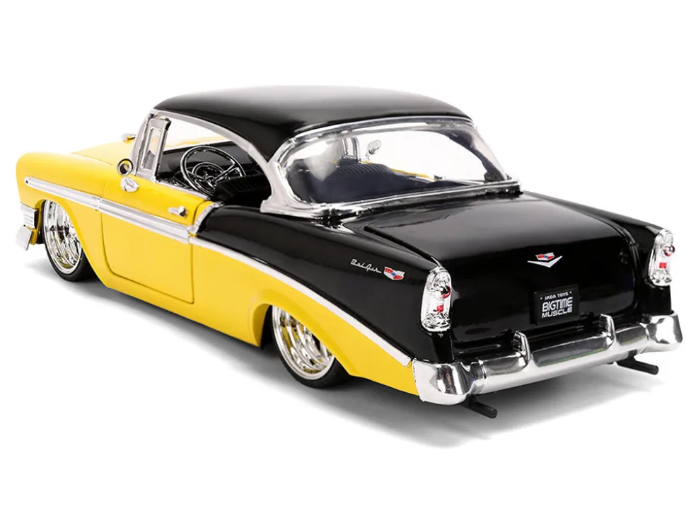 1956 Chevrolet Bel Air Yellow and Black "Bigtime Muscle" Series 1/24 Diecast Model Car by Jada