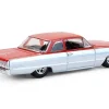 1964 Chevrolet Biscayne Lowrider Silver Metallic and Red Two-Tone "California Lowriders" Series 7 1/64 Diecast Model Car by Greenlight