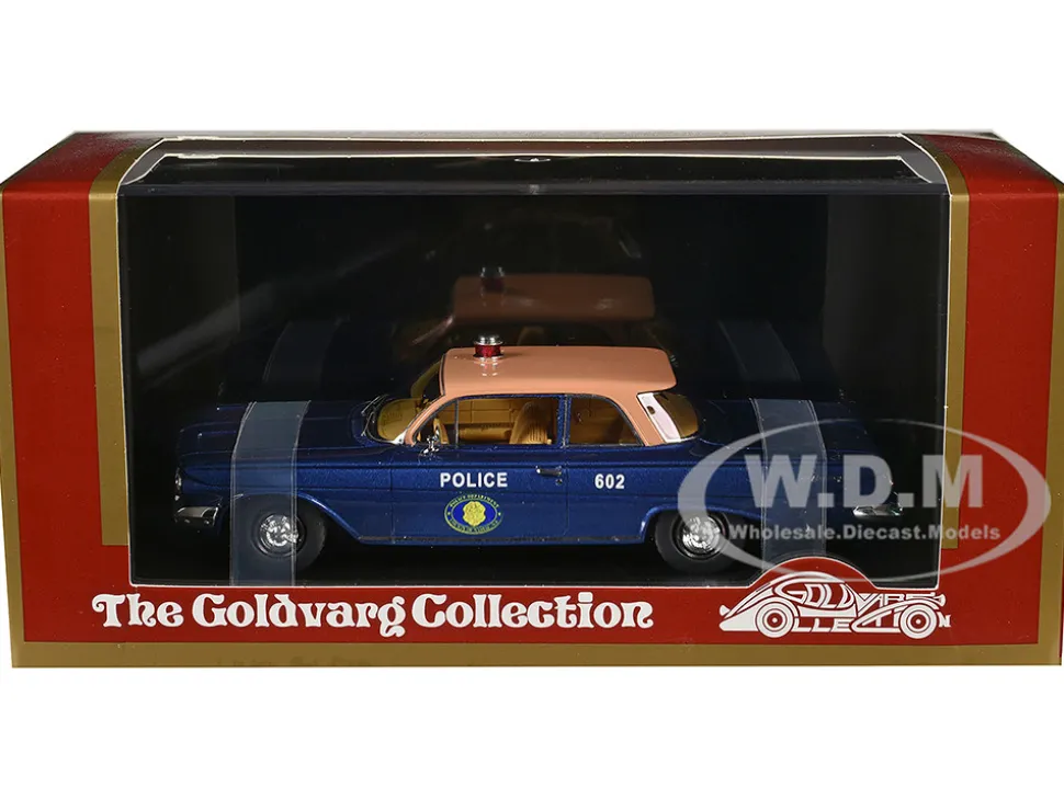 1961 Chevrolet Biscayne "Nassau County Police Department" Blue Metallic with Beige Top Limited Edition to 150 pieces Worldwide 1/43 Model Car by Goldvarg Collection
