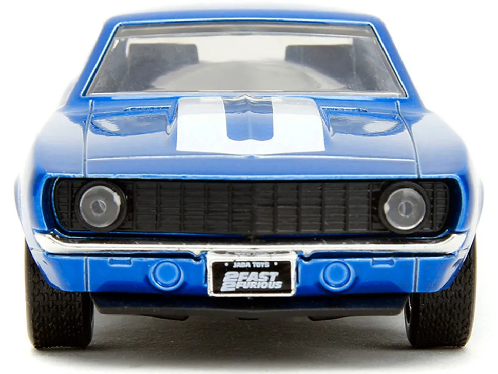 1969 Chevrolet Camaro Blue Metallic with White Stripes "2 Fast 2 Furious" (2003) Movie "Fast & Furious" Series 1/32 Diecast Model Car by Jada
