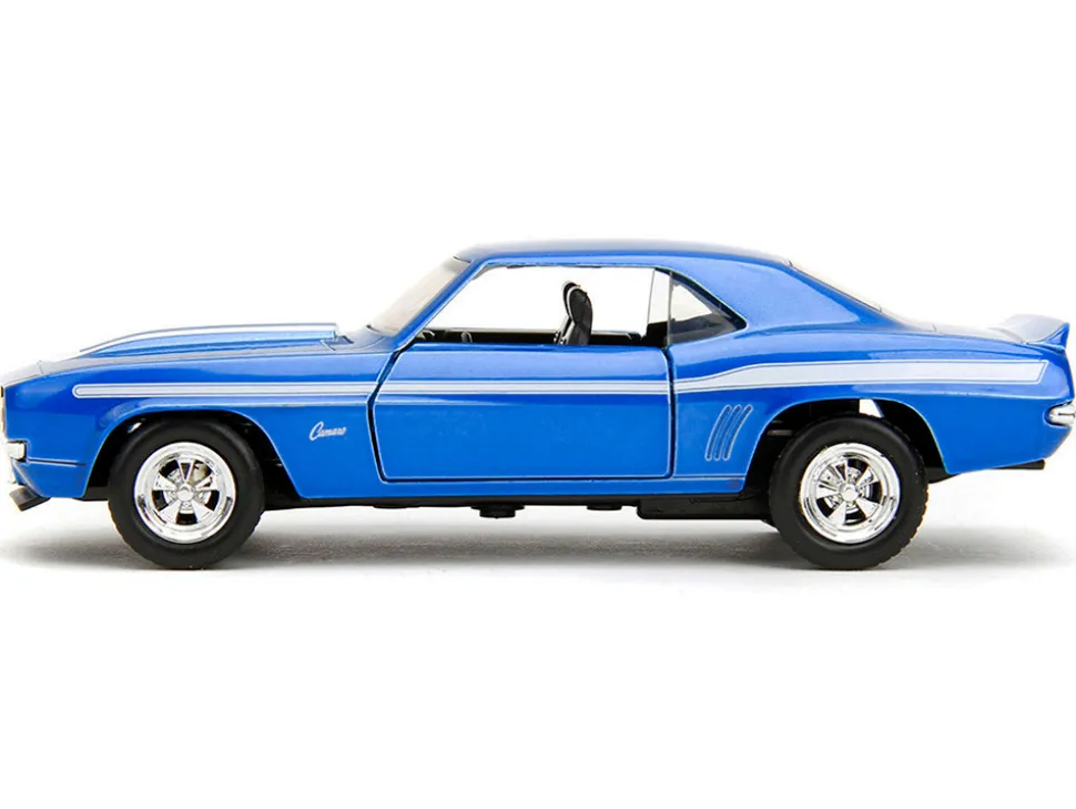 1969 Chevrolet Camaro Blue Metallic with White Stripes "2 Fast 2 Furious" (2003) Movie "Fast & Furious" Series 1/32 Diecast Model Car by Jada