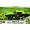 1967 Chevrolet Camaro Offroad Bright Green Matt Black Dirty Version Raphael Diecast Figure Teenage Mutant Ninja Turtles Hollywood Rides Series 1/24 Diecast Model Car Jada 33386