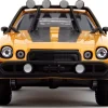 1977 Chevrolet Camaro Off Road Version Bumblebee Yellow Metallic with Black Stripes and Transformers Logo Diecast Statue Transformers Rise of the Beasts 2023 Movie Hollywood Rides Series 1/24 Diecast Model Car Jada 34263