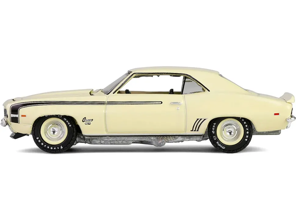 1969 Chevrolet Camaro SS 396 Butternut Yellow with Black Stripes "Barrett-Jackson" Series 15 1/64 Diecast Model Car by Greenlight