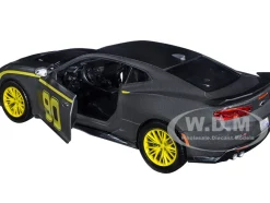 2017 Chevrolet Camaro ZL1 #90 Matt Gray Yellow Stripes GT Racing Series 1/24 Diecast Model Car Motormax 79510gry