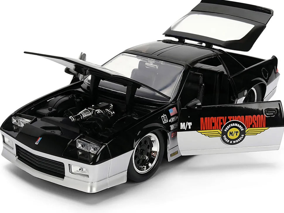 1985 Chevrolet Camaro Z28 "Mickey Thompson" Black and Silver Metallic "Bigtime Muscle" Series 1/24 Diecast Model Car by Jada