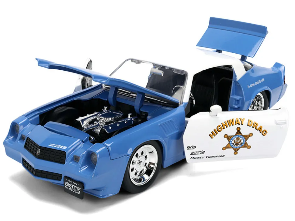 1979 Chevrolet Camaro Z28 Police "Highway Drag" Blue and White "Bigtime Muscle" Series 1/24 Diecast Model Car by Jada