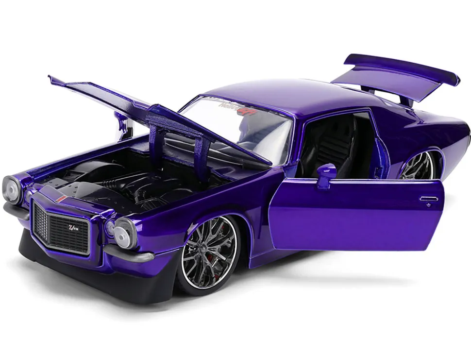 1971 Chevrolet Camaro Z/28 Purple Metallic with Black Hood "Bigtime Muscle" Series 1/24 Diecast Model Car by Jada