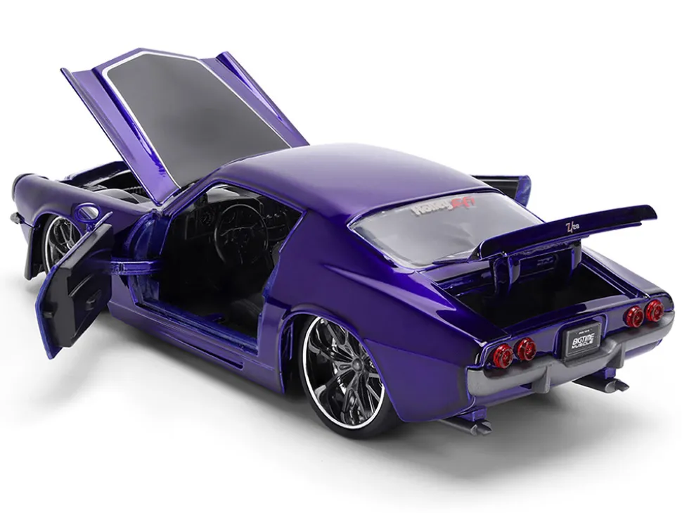 1971 Chevrolet Camaro Z/28 Purple Metallic with Black Hood "Bigtime Muscle" Series 1/24 Diecast Model Car by Jada