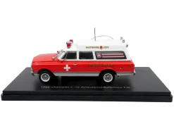1969 Chevrolet C-10 Ambulance "Baltimore City Fire Department" White and Red "5 Alarm" Series Limited Edition 1/50 Diecast Model by Iconic Replicas
