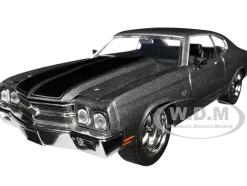 1970 Chevrolet Chevelle SS Gray Metallic with Black Stripes Fast & Furious 2009 Movie Fast & Furious Series 1/24 Diecast Model Car Jada 34923