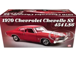 1970 Chevrolet Chevelle SS 454 LS6 Cranberry Red with White Stripes and Red Interior Limited Edition to 454 pieces Worldwide 1/18 Diecast Model Car by ACME