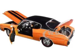 1971 Chevrolet Chevelle SS 454 Sport Metallic Orange Black Top Black Stripes 1/18 Diecast Model Car Maisto 31890