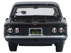 1963 Chevrolet Corvair Coupe Tuxedo Black with Red Interior 1/87 (HO) Scale Diecast Model Car by Oxford Diecast