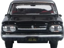 1963 Chevrolet Corvair Coupe Tuxedo Black with Red Interior 1/87 (HO) Scale Diecast Model Car by Oxford Diecast