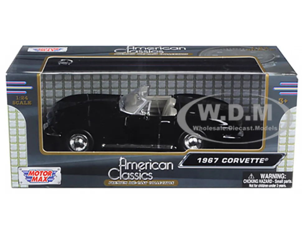 1967 Chevrolet Corvette Black Convertible 1/24 Diecast Car Model Motormax 73224