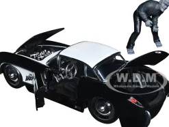 1957 Chevrolet Corvette Black White Top Wolfman Diecast Figure Universal Monsters Hollywood Rides Series 1/24 Diecast Model Car Jada 32195