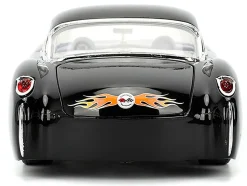 1957 Chevrolet Corvette Black with Flame Graphics and White Interior "Bigtime Muscle" Series 1/24 Diecast Model Car by Jada