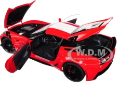 2017 Chevrolet Corvette C7 Grand Sport Red with White Stripe and Black Fender Hash Marks 1/18 Model Car Autoart 71274
