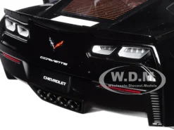 2017 Chevrolet Corvette C7 Grand Sport Black with White Stripe and Yellow Fender Hash Marks 1/18 Model Car Autoart 71273