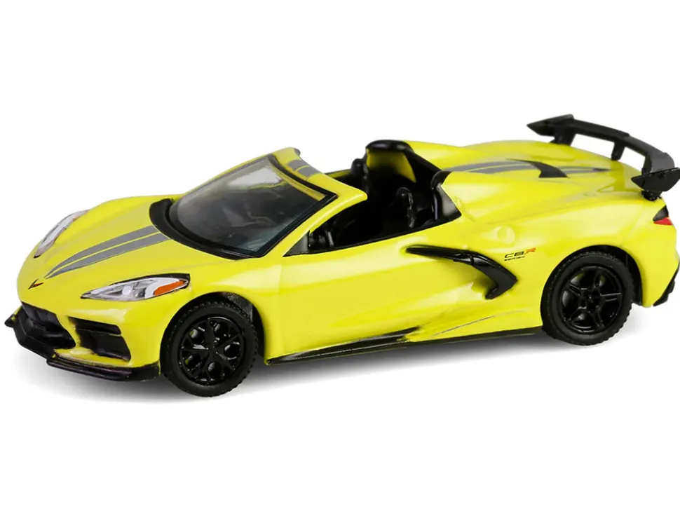2022 Chevrolet Corvette C8.R Convertible Yellow with Silver Stripes "Barrett-Jackson" Series 15 1/64 Diecast Model Car by Greenlight