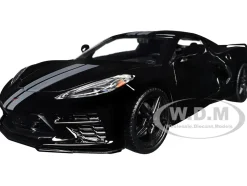 2020 Chevrolet Corvette C8 Stingray Black with Silver Stripes "Timeless Legends" Series 1/24 Diecast Model Car by Motormax
