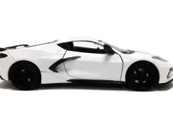 2020 Chevrolet Corvette C8 Stingray White Gray Stripes 1/24 Diecast Model Car Motormax 79360
