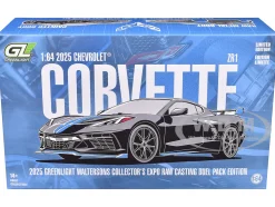 2025 Chevrolet Corvette C8 ZR1 Black with Blue Stripes with Raw Casting Dual Pack