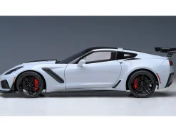 2019 Chevrolet Corvette C7 ZR1 Ceramic Matrix Gray Metallic with Carbon Top 1/18 Model Car Autoart 71277