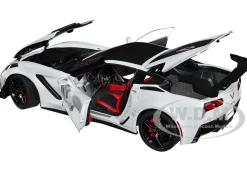 2019 Chevrolet Corvette C7 ZR1 Ceramic Matrix Gray Metallic with Carbon Top 1/18 Model Car Autoart 71277
