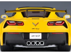 2019 Chevrolet Corvette C7 ZR1 Corvette Racing Yellow Tintcoat with Carbon Top 1/18 Model Car Autoart 71278