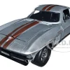 1966 Chevrolet Corvette Silver Metallic with Bronze Stripes Bigtime Muscle Series 1/24 Diecast Model Car Jada 34208