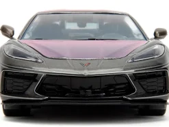 2020 Chevrolet Corvette Stingray Gray Metallic with Pink Carbon Hood and Top Pink Slips Series 1/24 Diecast Model Car Jada 34848