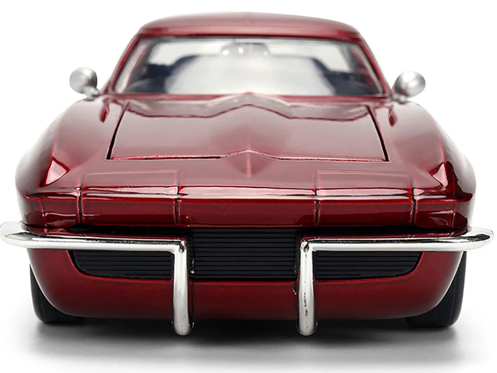 1963 Chevrolet Corvette Stingray "Chevy Racing" Red Metallic and Gray "Bigtime Muscle" Series 1/24 Diecast Model Car by Jada