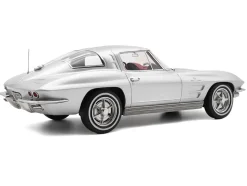1963 Chevrolet Corvette Sting Ray Sebring Silver Metallic with Red Interior 1/18 Diecast Model Car by Norev