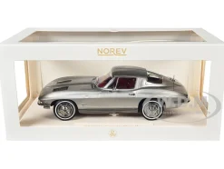 1963 Chevrolet Corvette Sting Ray Sebring Silver Metallic with Red Interior 1/18 Diecast Model Car by Norev